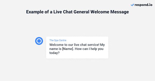 this is an image that shows an example of best live chat welcome message. Welcome to our live chat service 👋 My name is [Name]. How can I help you today?