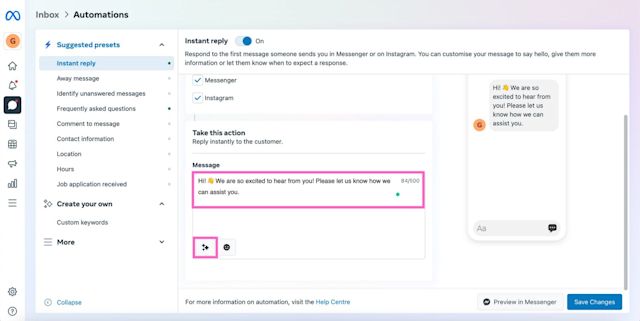 Image showing how to compose your instant reply message