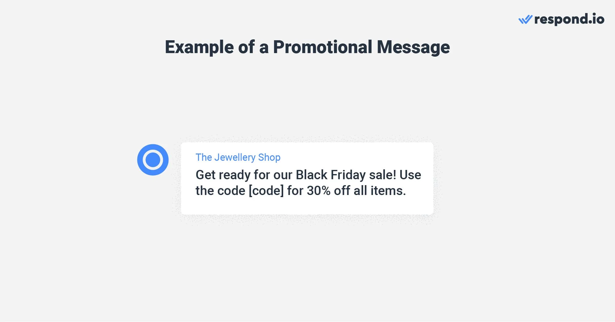 Image showing an example of a WhatsApp promotional message about an upcoming sale