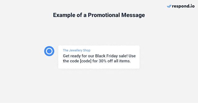 Image showing an example of a WhatsApp promotional message about an upcoming sale