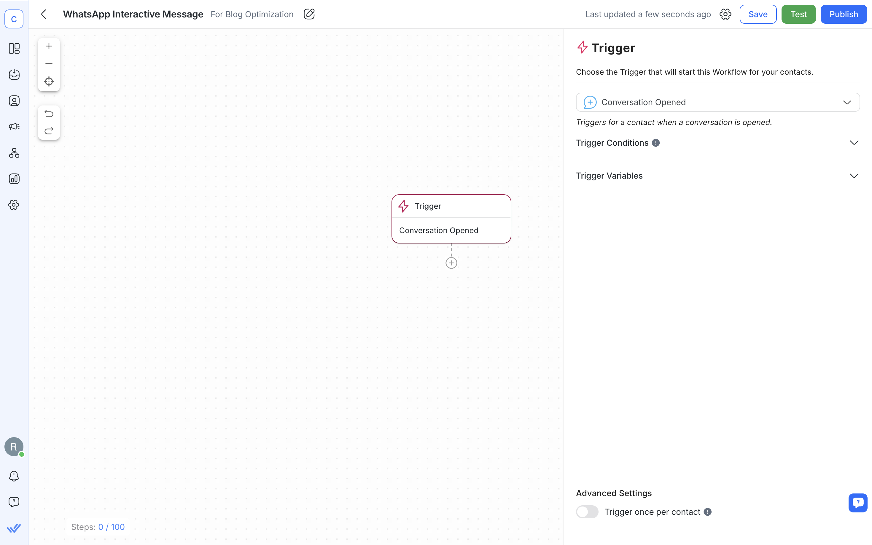 Hình ảnh mô tả cách thêm Bộ kích hoạt quy trình làm việc trên respond.io