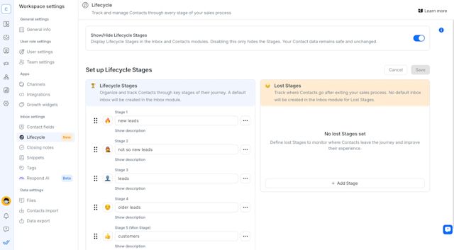 track the lifecycle of your leads on respond.io