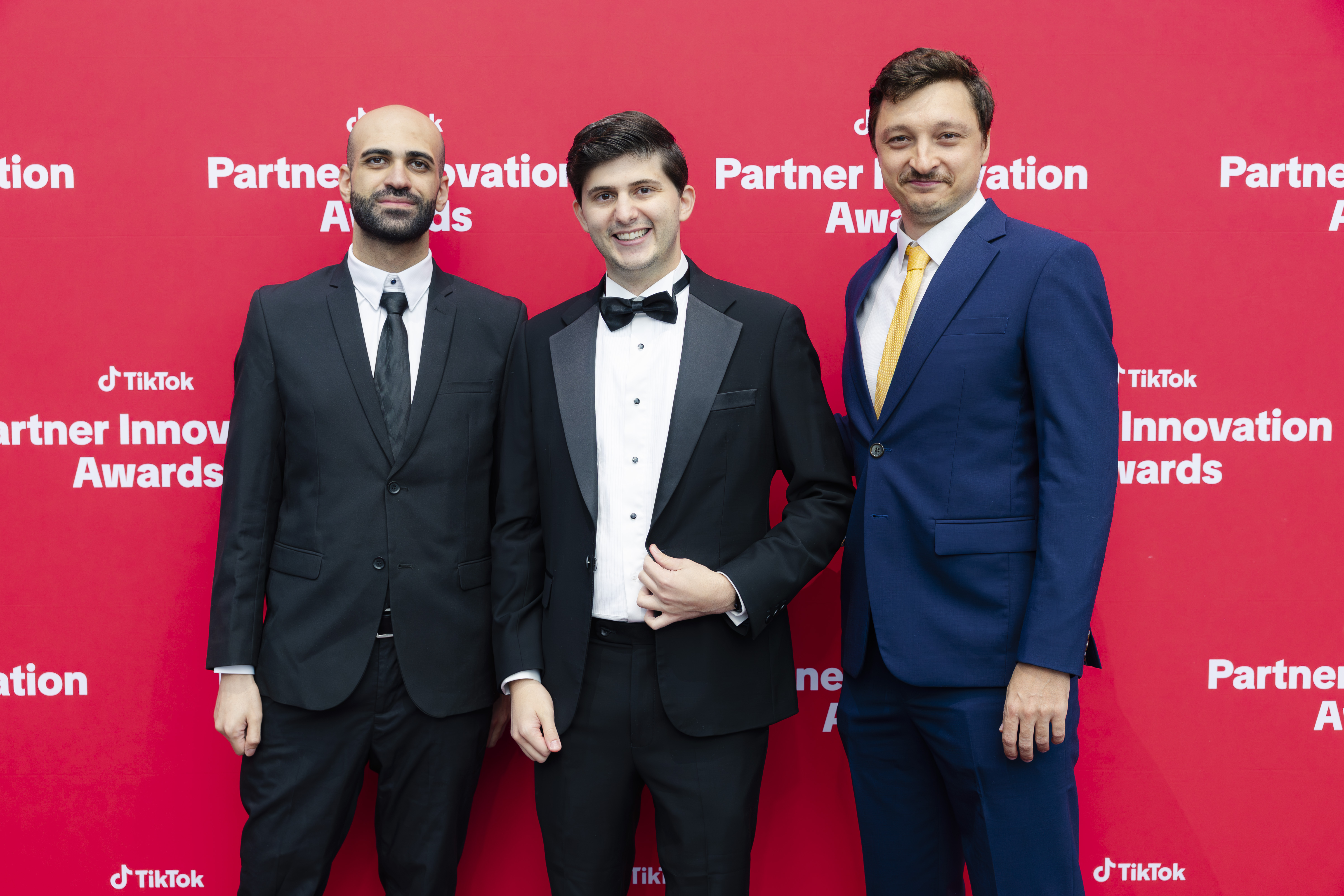Gerardo Salandra, CEO, Iaroslav Kudritskiy, COO, and Nassar Ahmed, Group Product Manager, representing Respond.io at the 2026 TikTok Partner Innovation Awards in New York, where Respond.io won the Innovation in Marketing Technology award.