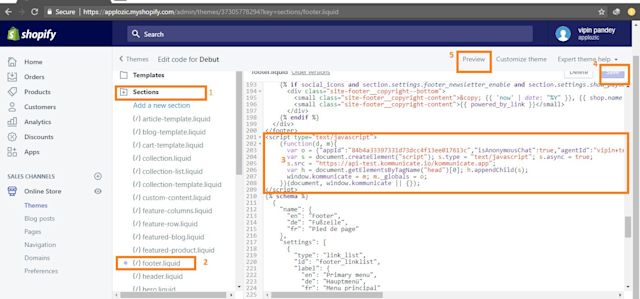 Take the Facebook Messenger Widget code and add it into the footer.liquid section of your Spotify website.
